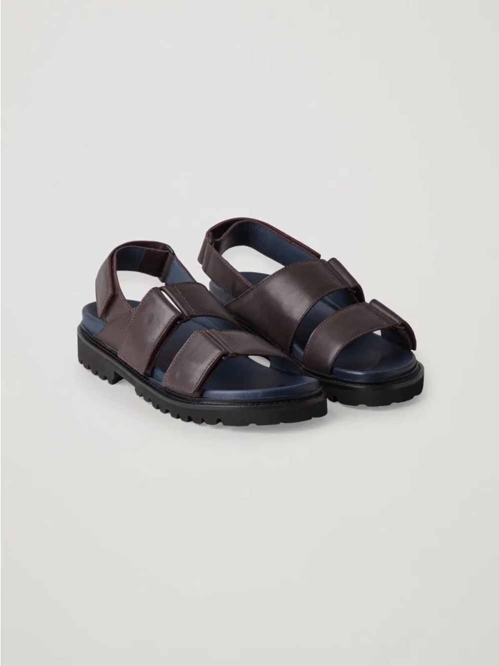 COS burgundy chunky Velcro sandals
